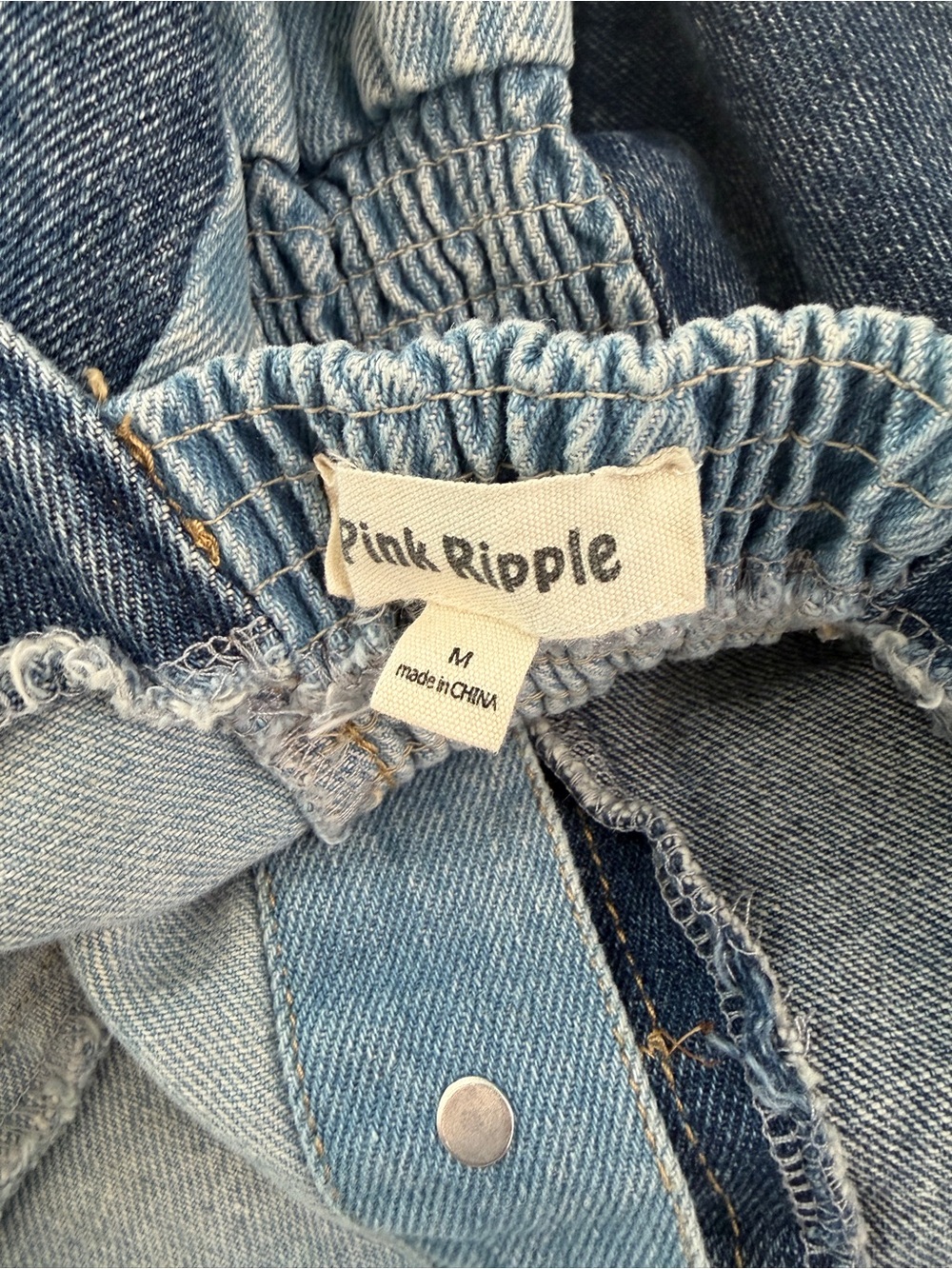 PINK RIPPLE DENIM VEST PATCHWORK MEDIUM - Picture 6 of 7